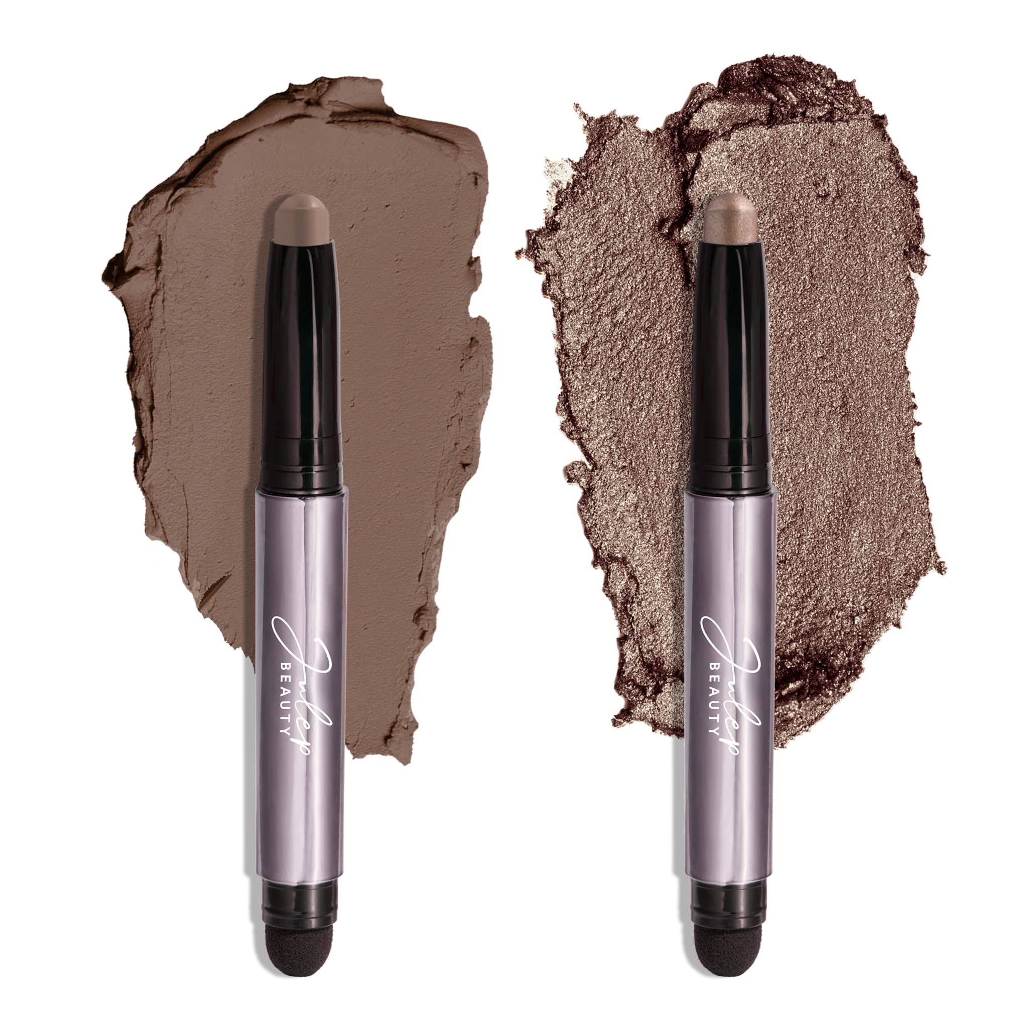 Sombra Julep 101 taupe brillo, crema-a-polvo para mayor durabilidad.