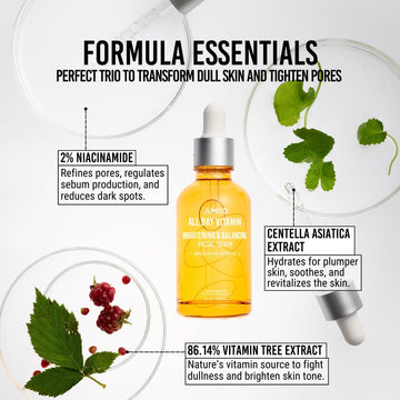 JUMISO All Day Vitamin Serum application scene shows gentle massaging motion on skin.