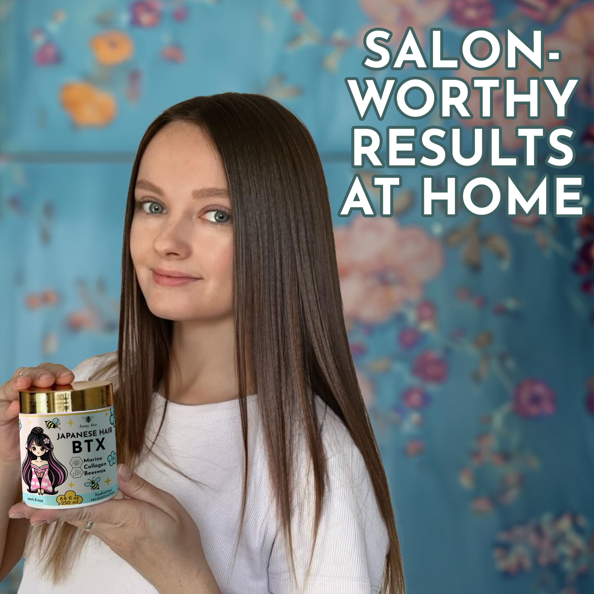Jumybee BTX Hair Mask after-use hair glow and improved manageability.