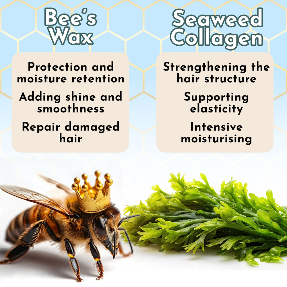 Jumybee BTX Hair Mask ingredients with beeswax and seaweed suggest conditioning support.