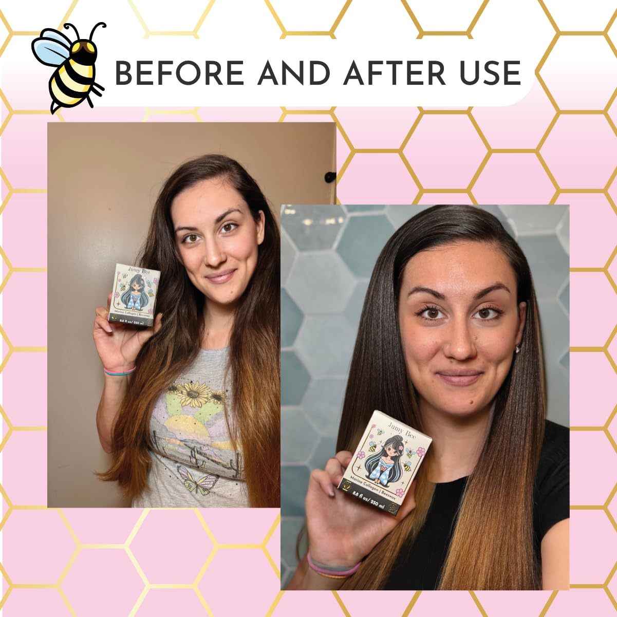 Jumybee BTX Hair Mask bottle shows clean, spa-like home care option.