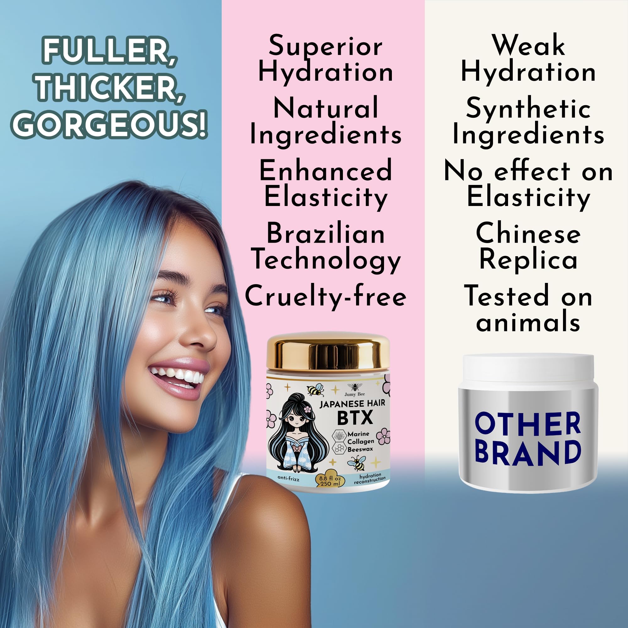 Jumybee BTX Hair Mask texture application captures the smooth, frizz-control potential.