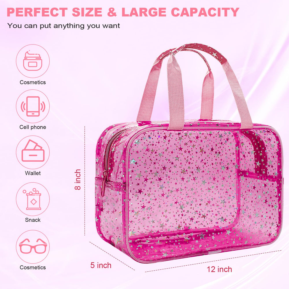 Junesters bolsa transparente con apertura amplia para acceso rápido a tus cosméticos