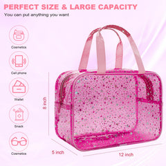 Junesters bolsa transparente con apertura amplia para acceso rápido a tus cosméticos