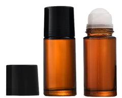 Junfamilee botellas rodillo 50ml marrón, vidrio elegante para aceites.