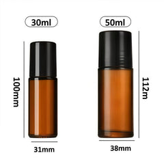 Botellas de vidrio marrón 50ml con rodillo para fragancias.