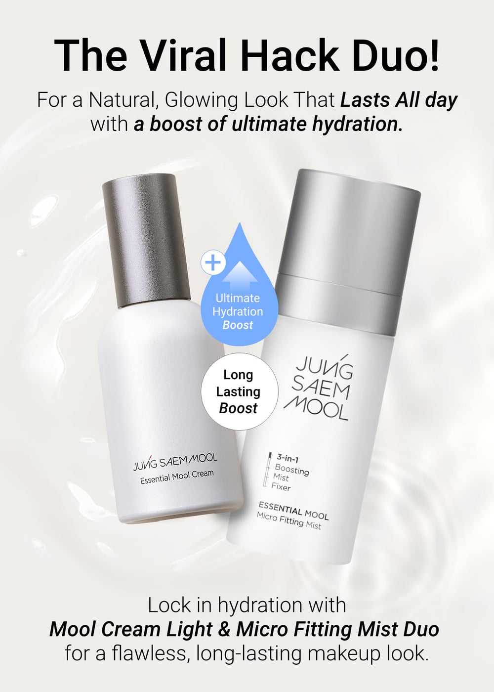 Jung Saem Mool Essential Mool Cream Light: textura ligera que se absorbe rápido para piel cómoda.