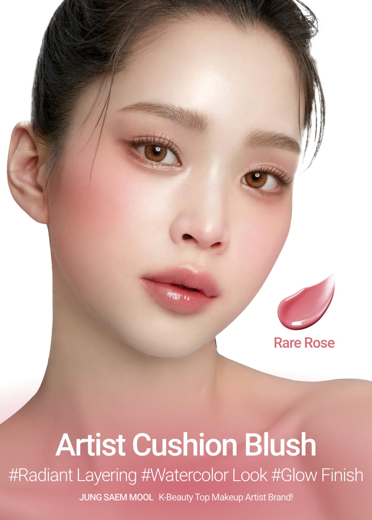 JUNG SAEM MOOL Artist Cushion Blush Rare Rose aplicación ordenada en un compacto