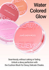 JUNGSAEMMOOL Artist Cushion Blush Plop Berry swatch on cheek for natural glow