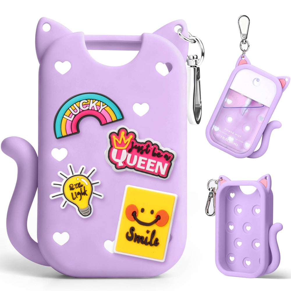 Funda Juome de silicona para Touchland Power Mist en morado, ajuste perfecto.