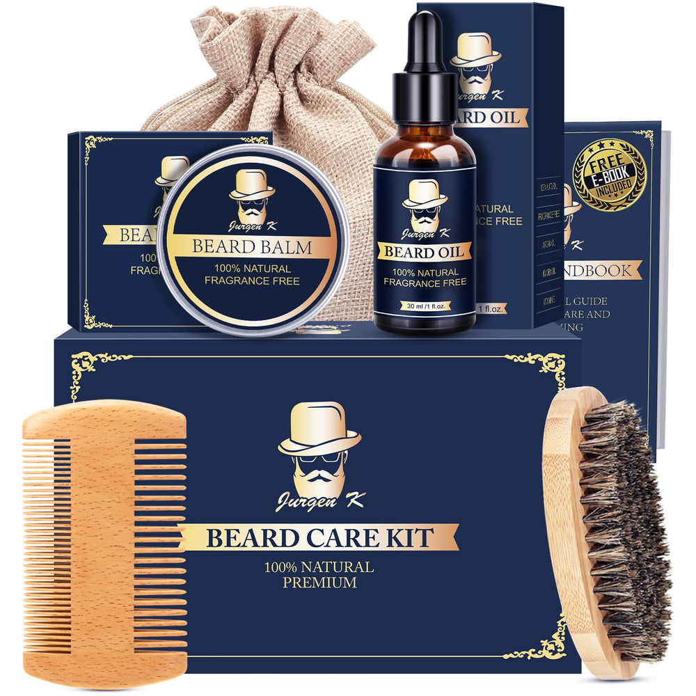 Jurgen K aceite para barba en botella, hidrata piel y barba de forma suave.