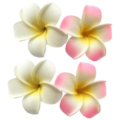Juroicessry clip de cabello plumeria blanca y rosa, ideal para fiestas y sesiones de fotos.