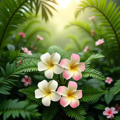Juroicessry accesorio floral plumeria blanca y rosa para peinados elegantes.
