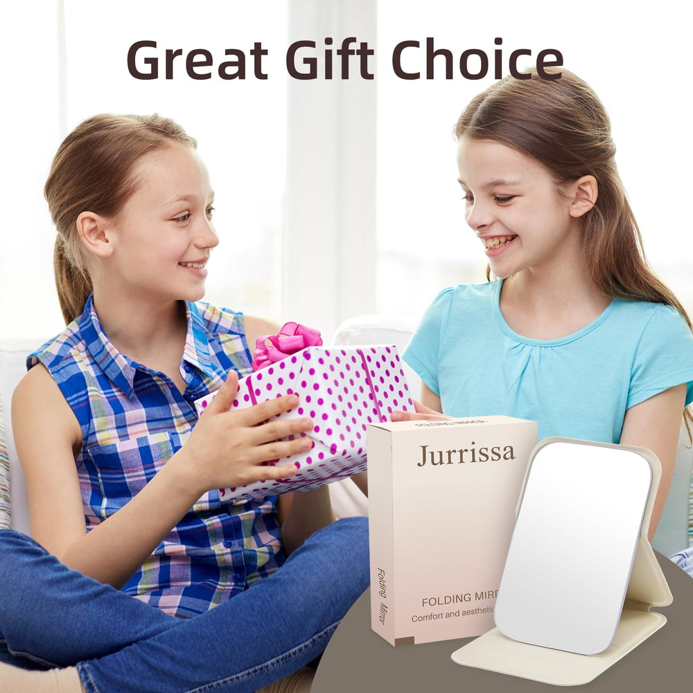 Espejo Jurrissa con funda de cuero sintético para protección.