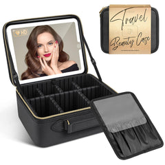 JUSRON estuche de maquillaje portátil con espejo LED para retoques rápidos
