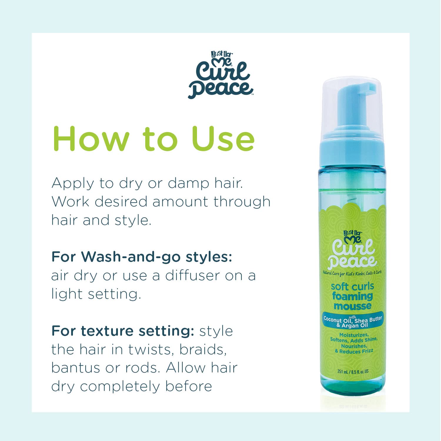 Just For Me Curl Peace: aplicación suave con dosis ideal de mousse