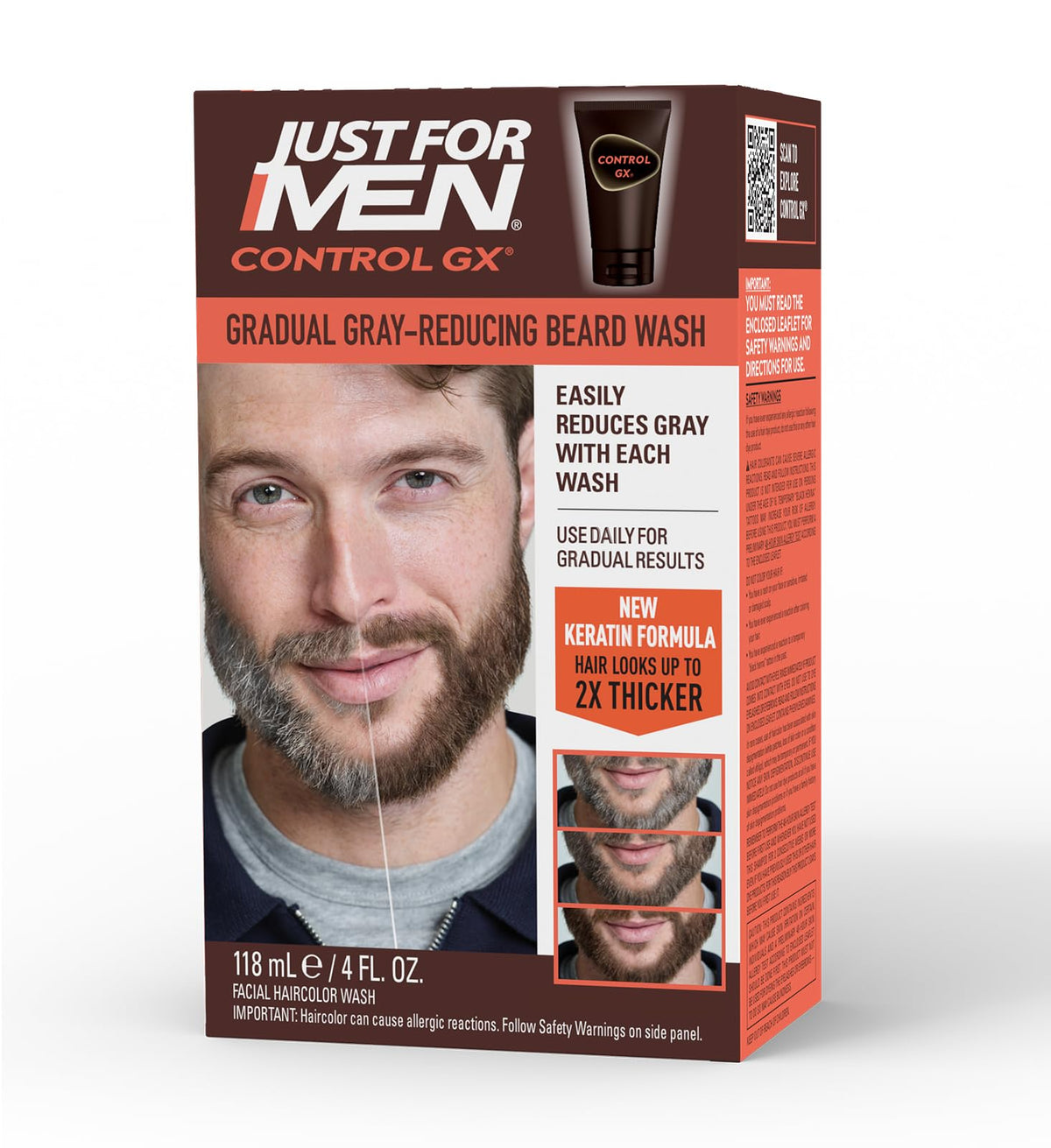 Just for Men Control GX botella para barba con color gradual, ayuda a cubrir canas