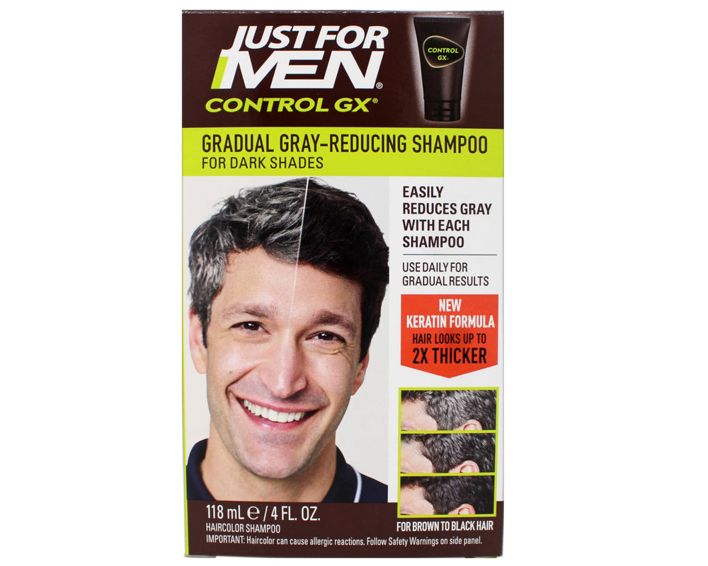 Just for Men Control GX, fórmula suave sin amoniaco ni peróxido para uso seguro.