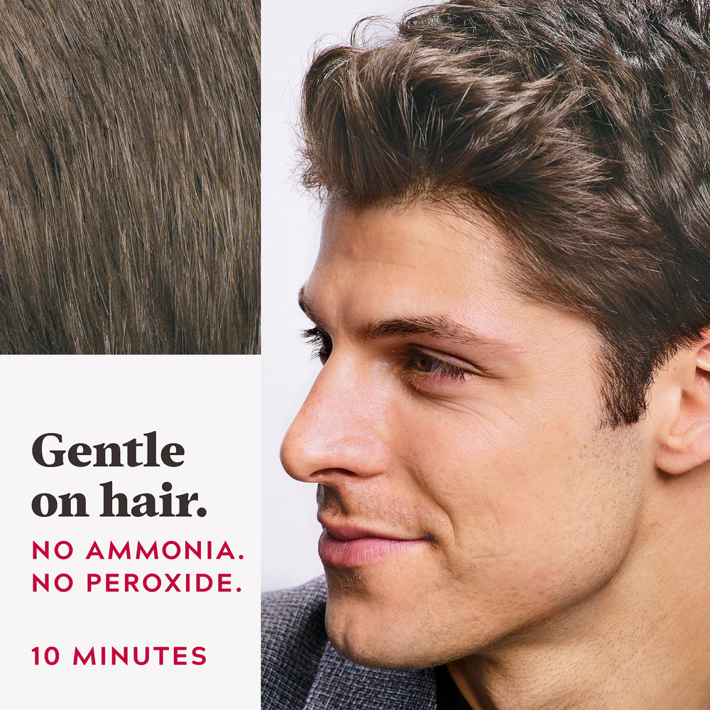 Just for Men Easy Comb-In Color mostrando cobertura de canas en distintas áreas.