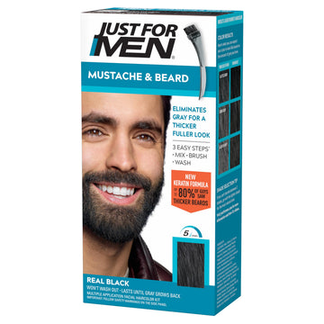 Just For Men Mustache & Beard Real Black, botella para coloración rápida de barba.