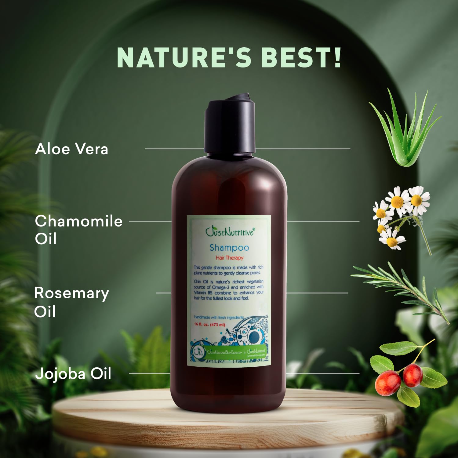 Just Nutritive Shampoing, flacon 16 oz — utilisation durable et économique.
