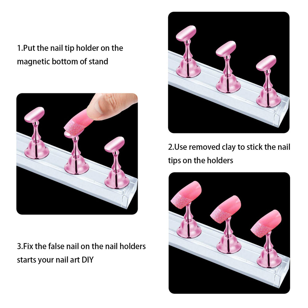 JUSTOTRY base cristal acrílico para uñas, soporte estable para prácticas repetidas.
