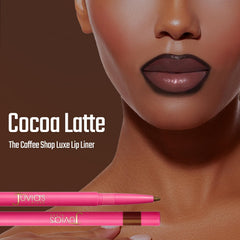 Cocoa Latte lip liner close-up shows smudge-proof matte finish