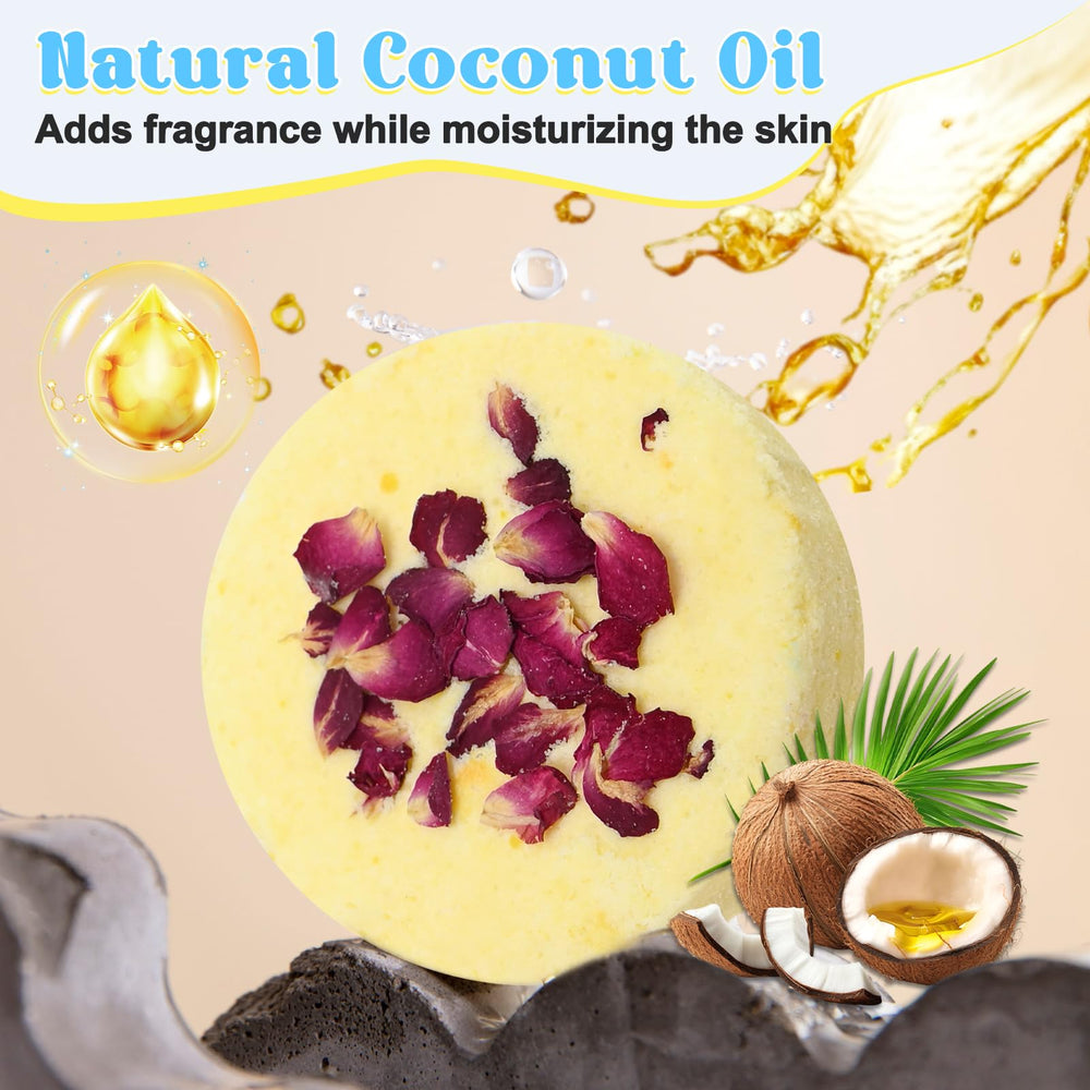 JUYRLE kit bombas de baño: aceite de coco para piel suave y moisturizada.