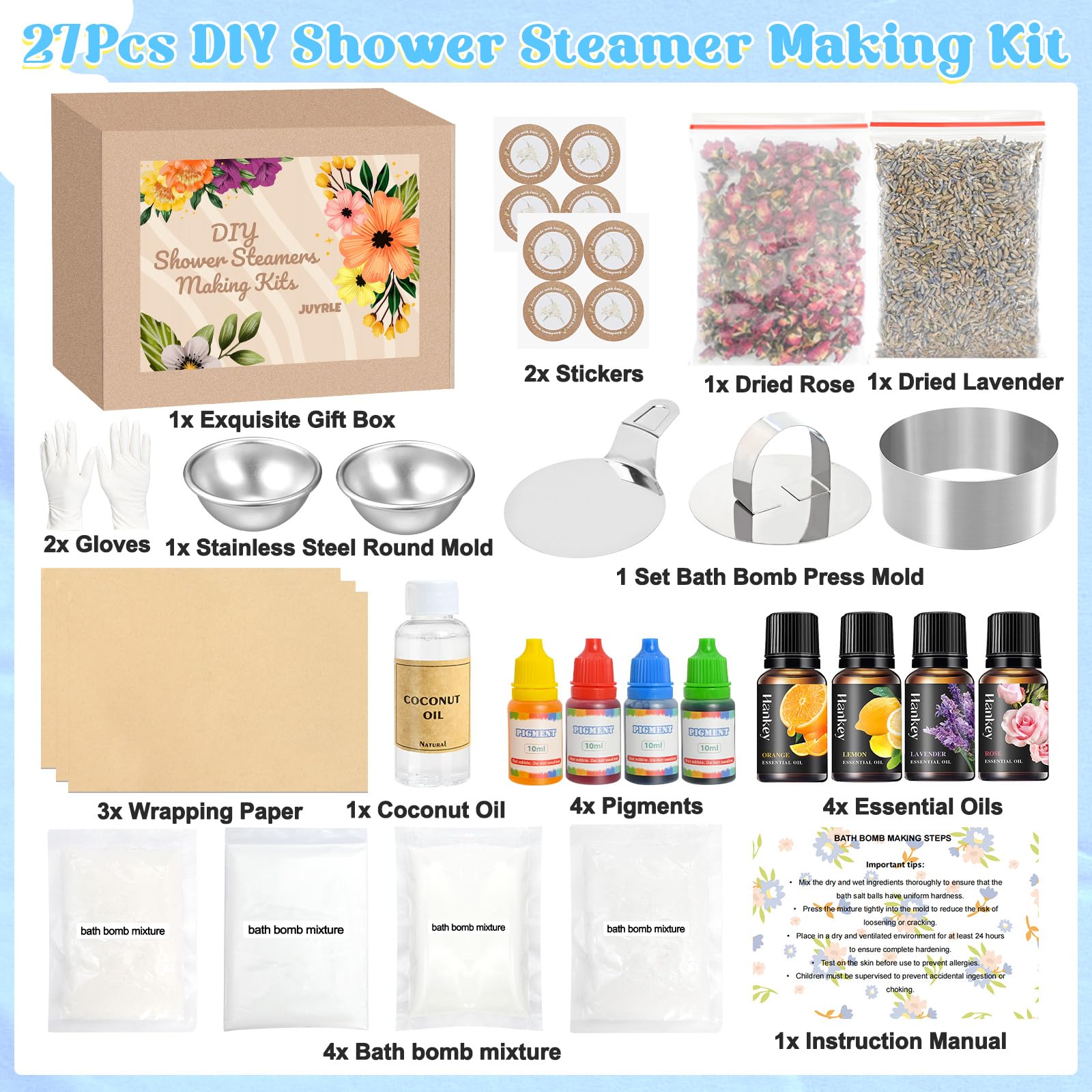 JUYRLE kit bombas de baño: molde redondo para diseños precisos y fáciles de desmoldar.