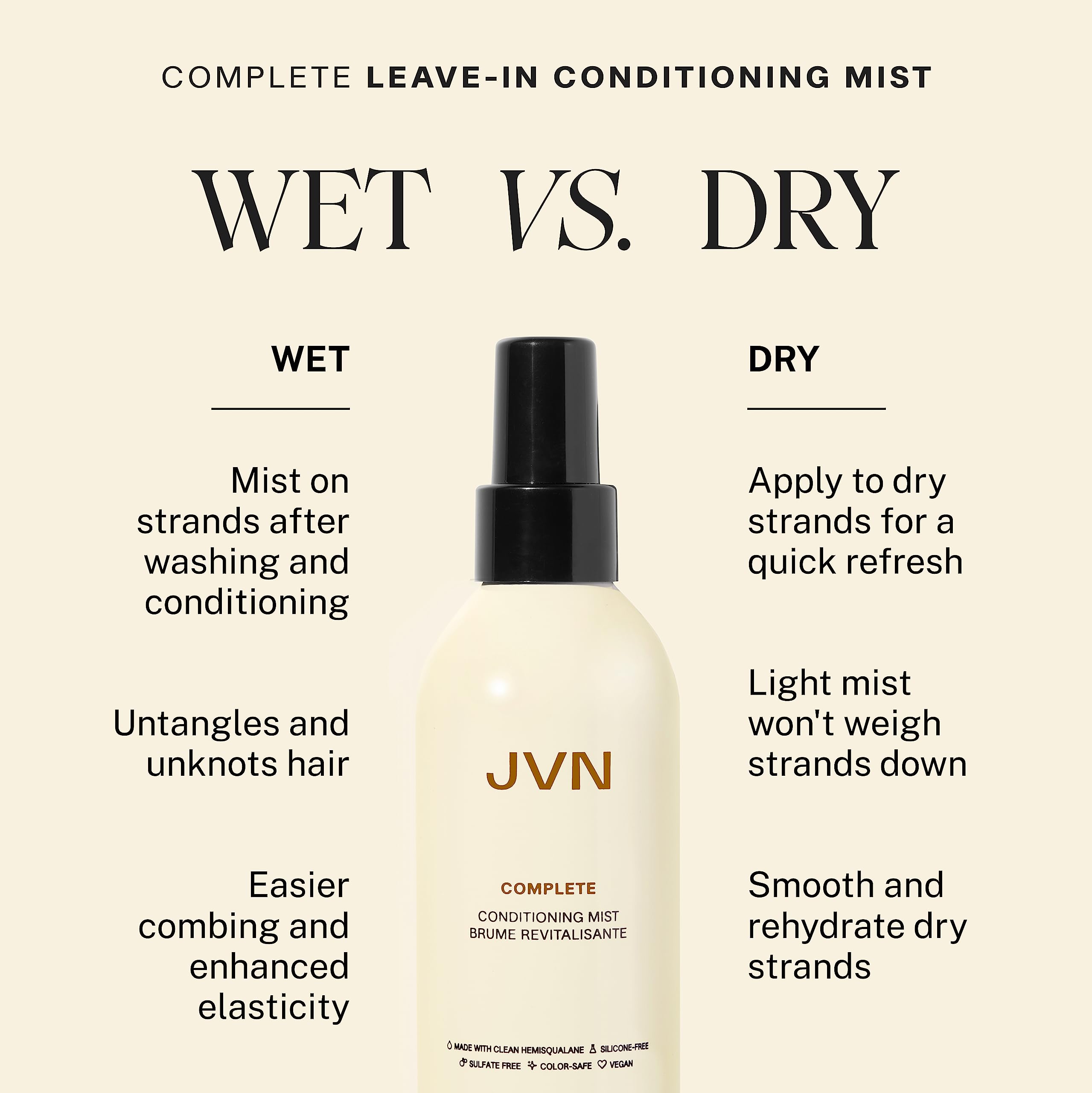 Etiqueta de JVN destacando proteccion UV y sin silicona