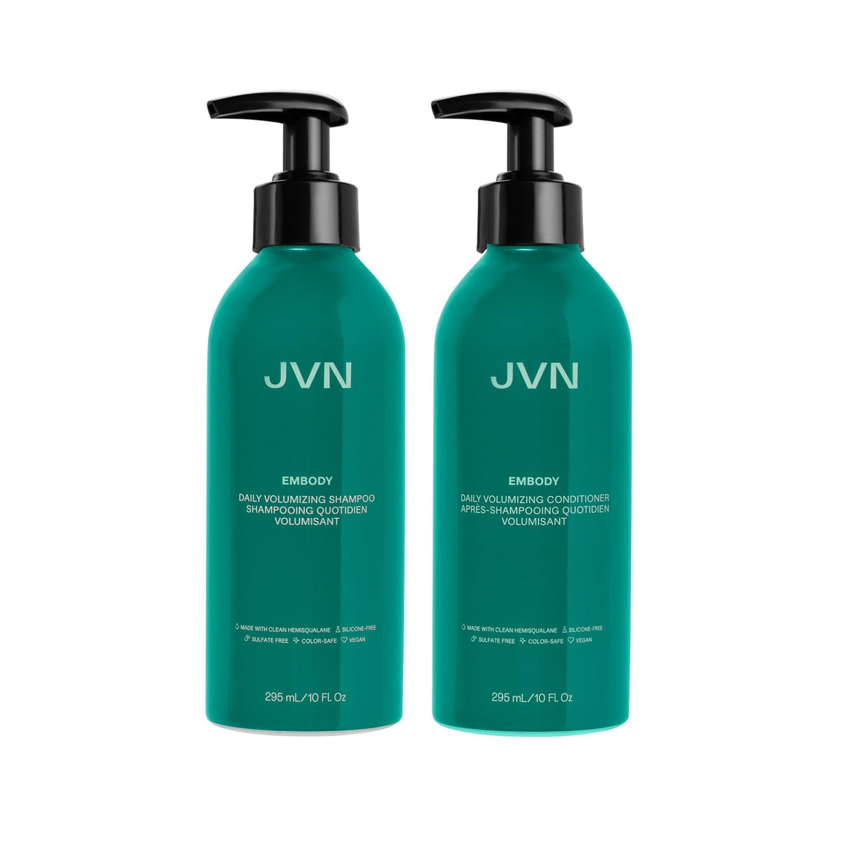 JVN Embody Champú: botella en primer plano para volumen ligero y limpieza.
