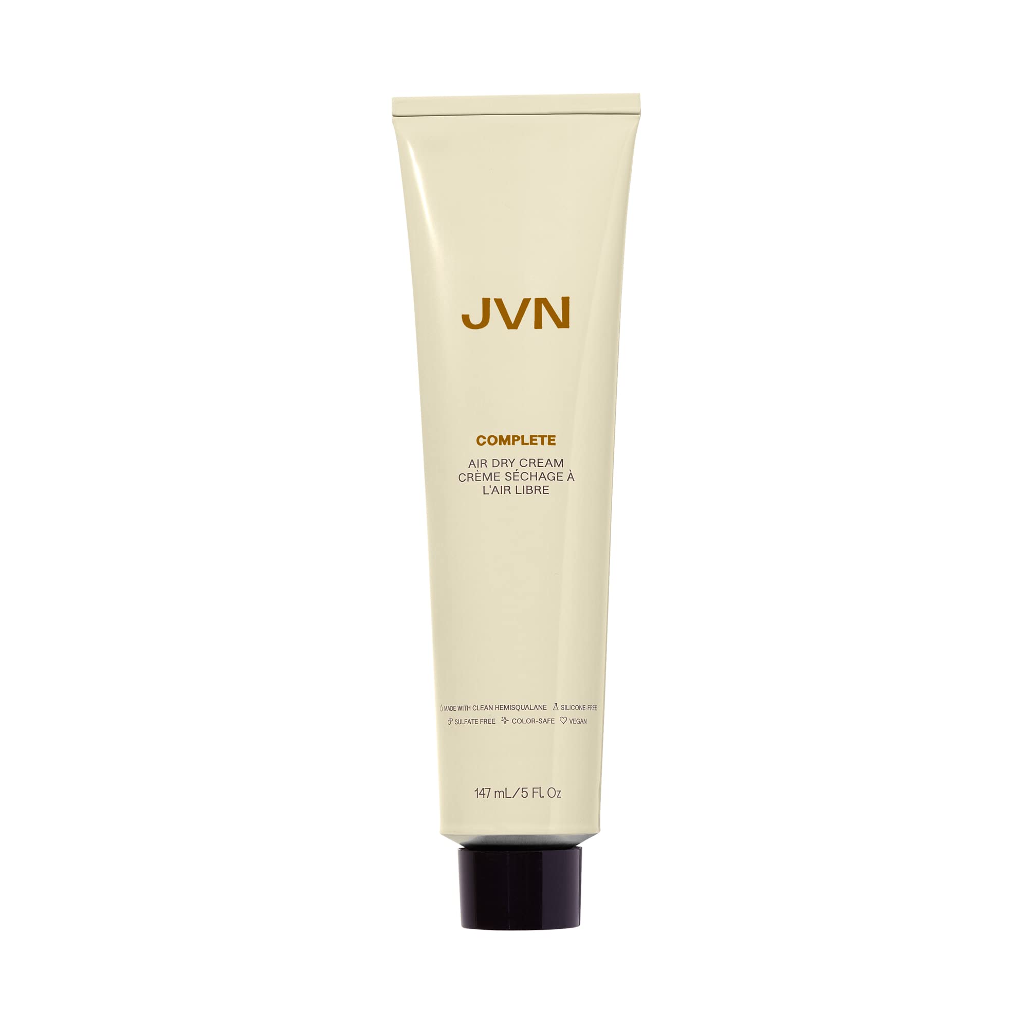 JVN No Heat Complete Air Dry Cream bottle showcasing silicone-free formula for soft, natural waves