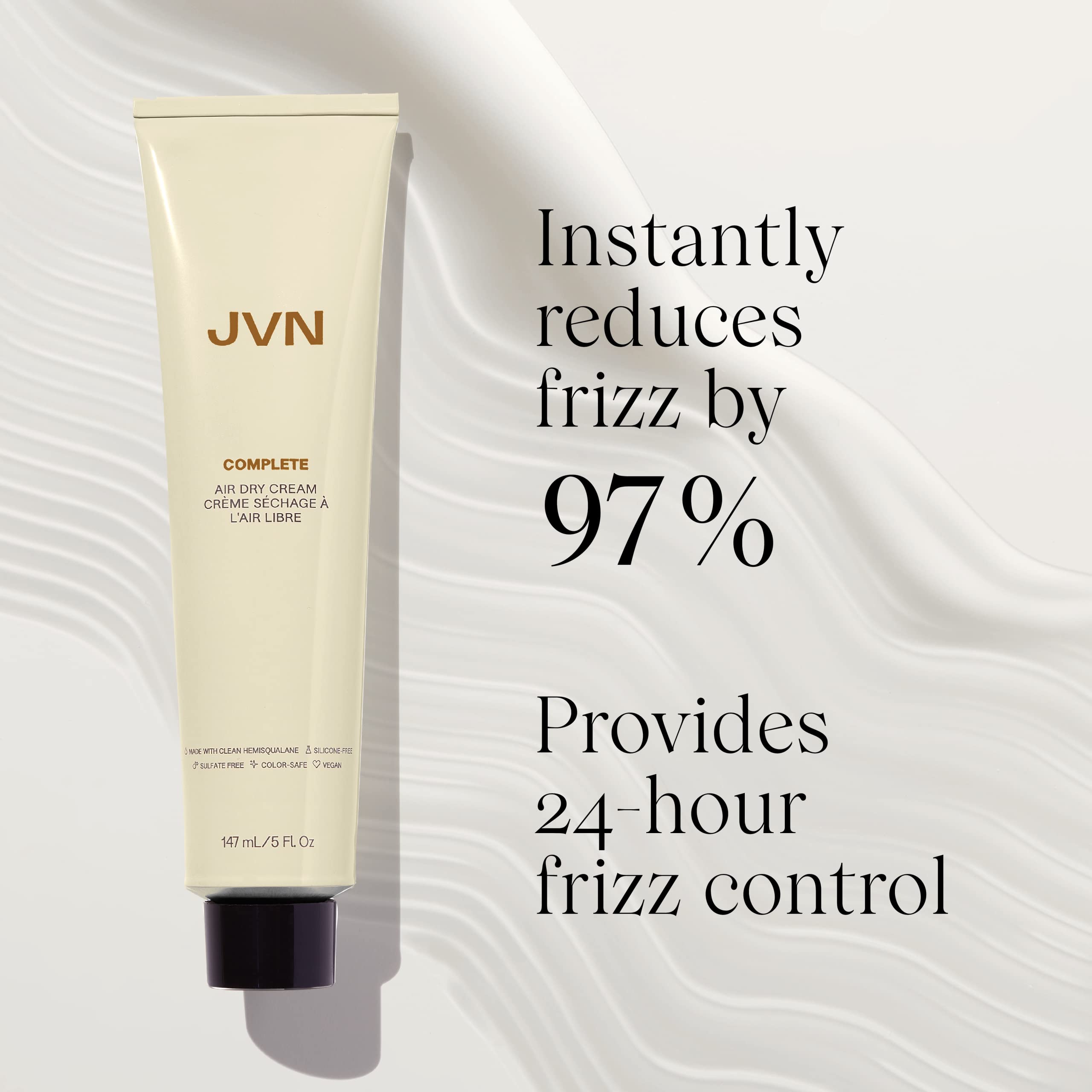 Application to damp hair with JVN No Heat Complete Air Dry Cream for midshaft smoothing