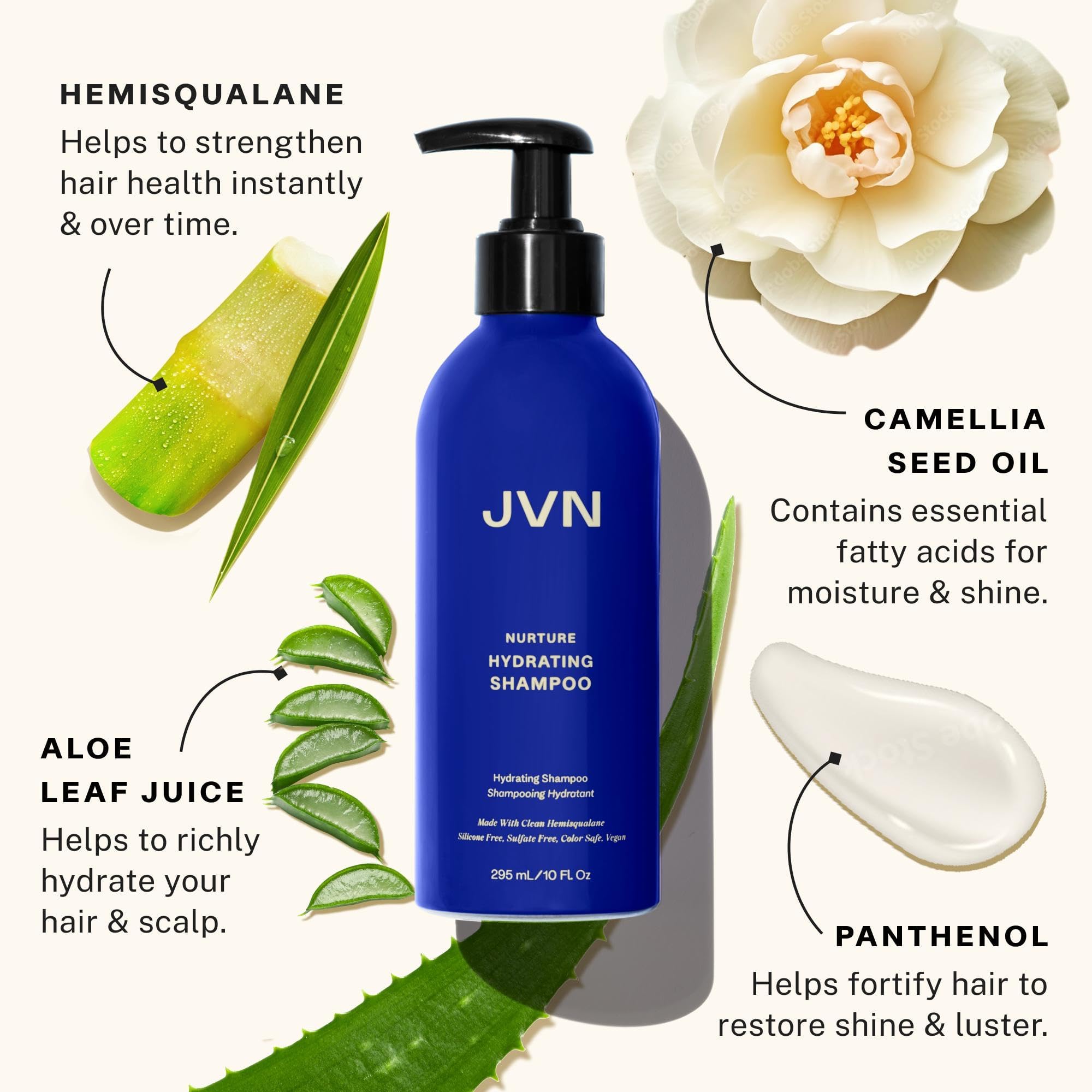 JVN Nurture Champú en cabello mojado facilita el peinado suave