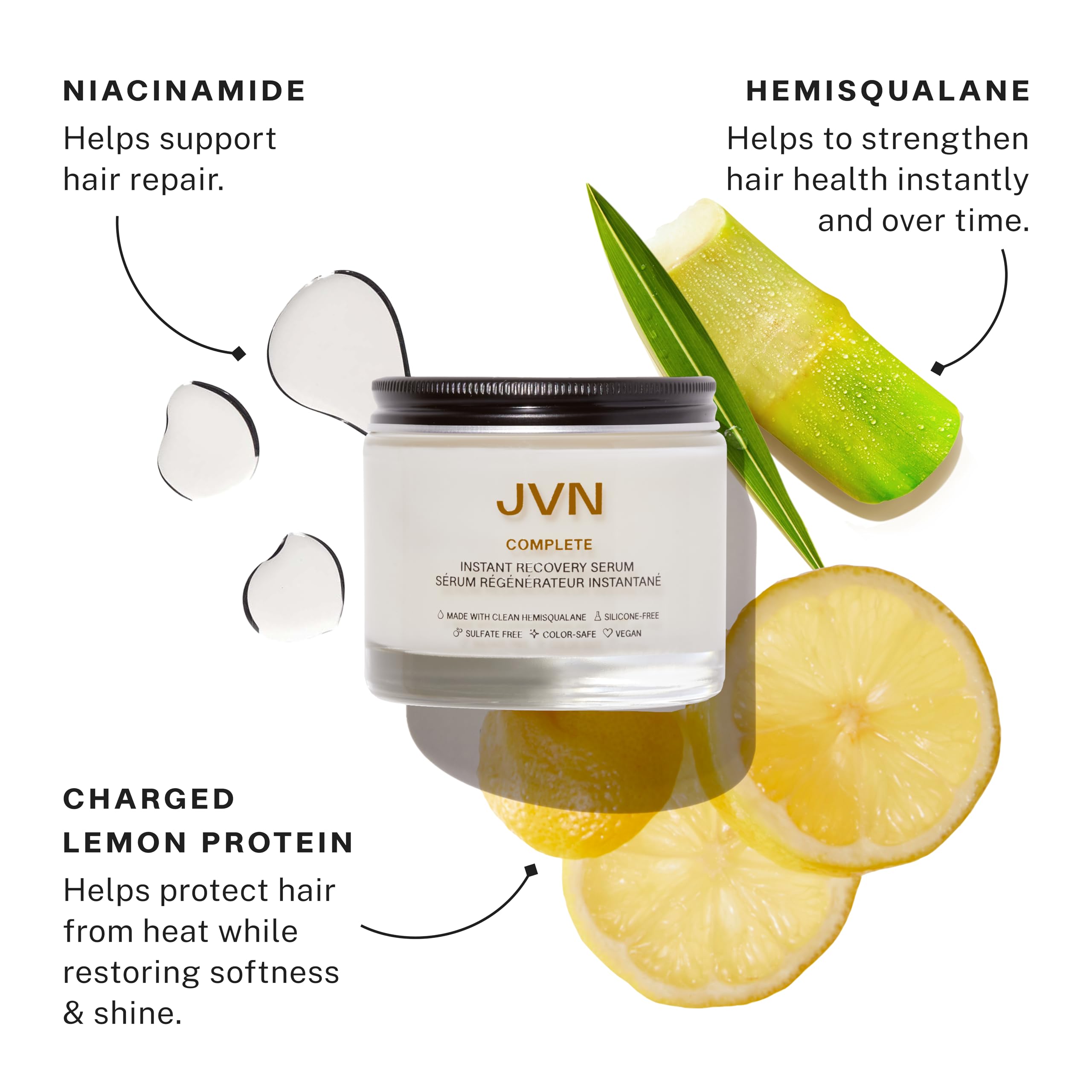 Protection thermique JVN: réduit l’effet chaleur sur les cheveux.