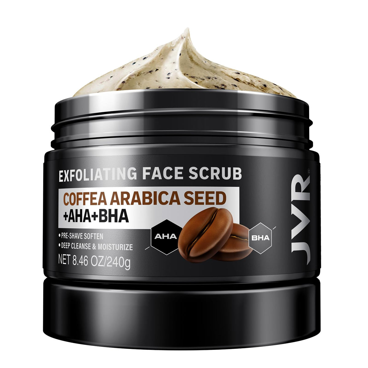 JVR exfoliante facial botella frontal para limpieza profunda de poros