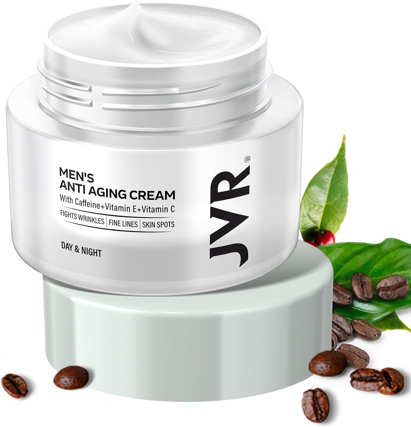 Crema facial JVR para hombres, hidratante y antiarrugas de uso diario.