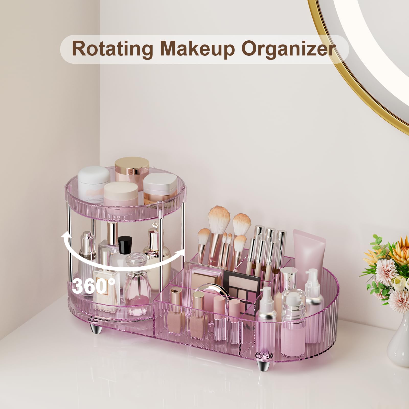Organizador Jywantful con dos bandejas y cinco compartimentos para perfumes y maquillaje