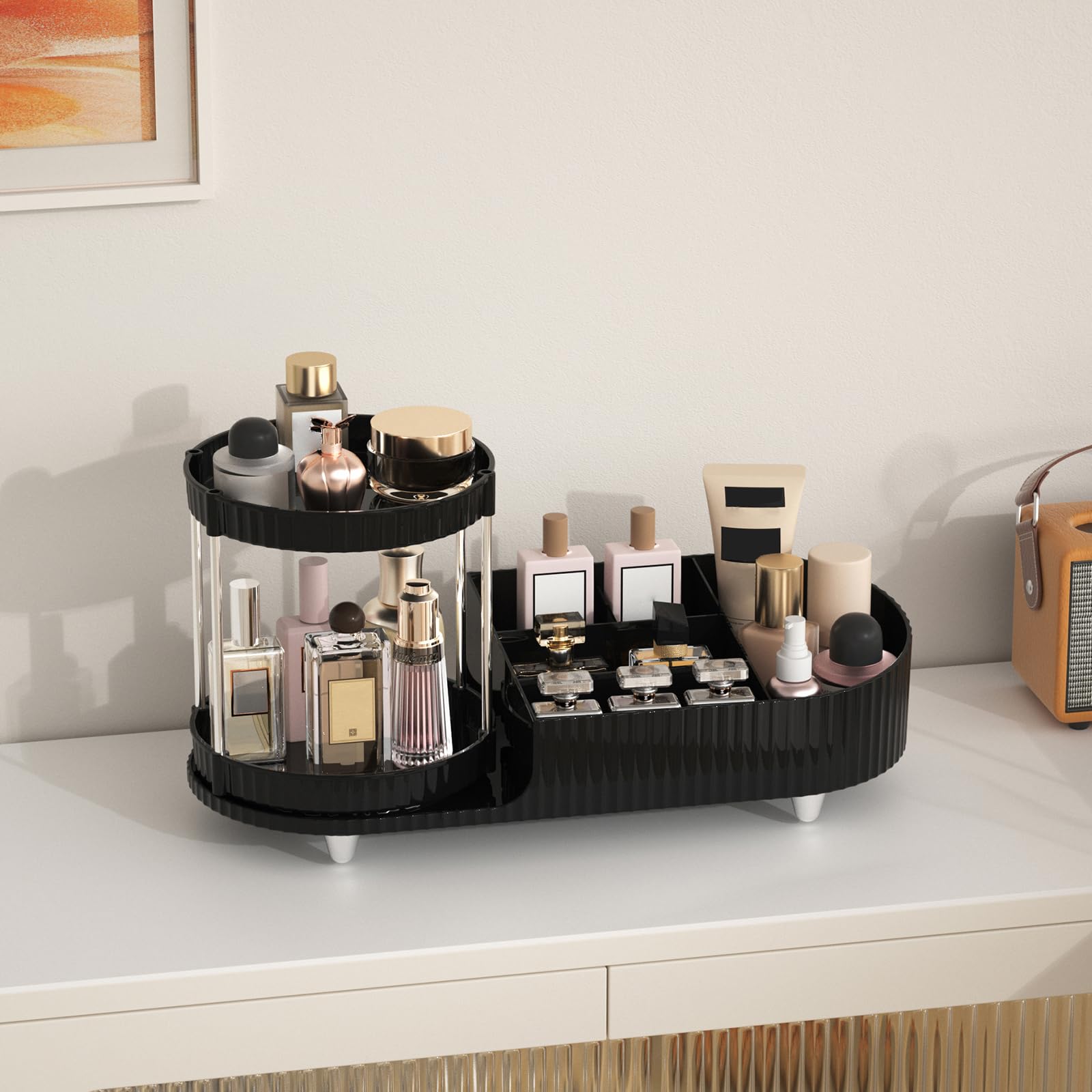 Jywantful organizador siete compartimentos facilita encontrar maquillaje, labial y sombras.