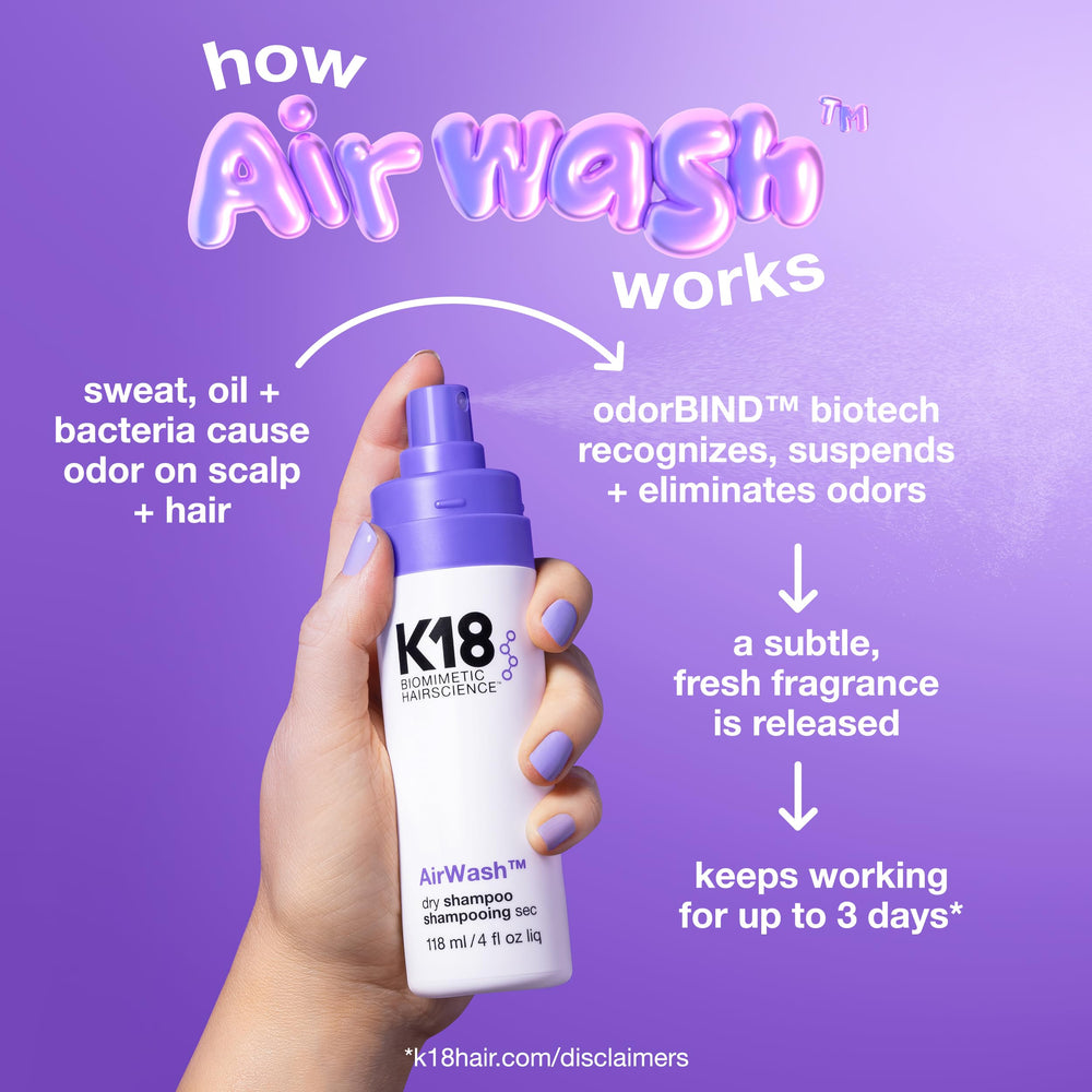 Uso diario de K18 AirWash Champú en Seco para cabello ligero