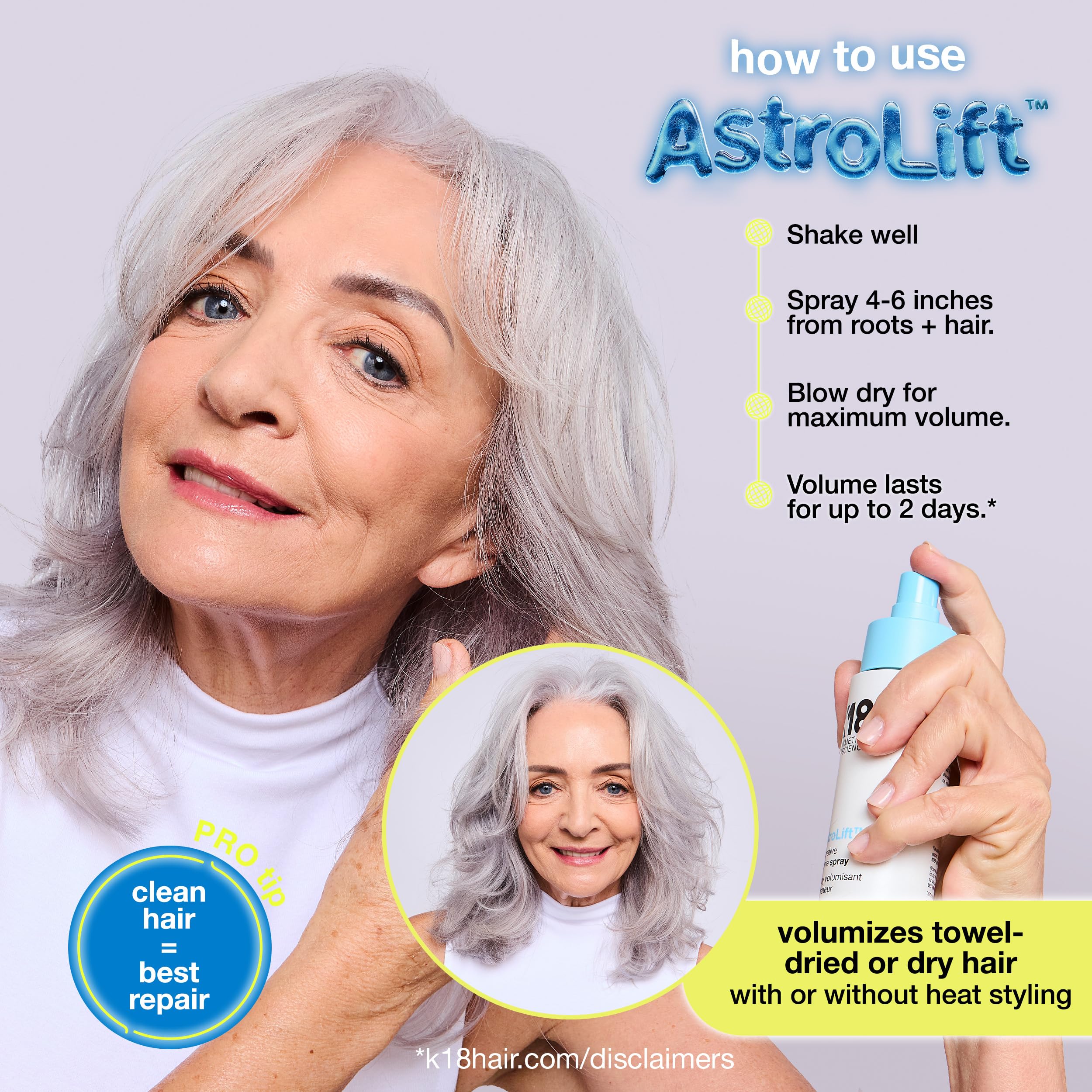 K18 AstroLift: tenue jusqu’à 2 jours sans effet collant.