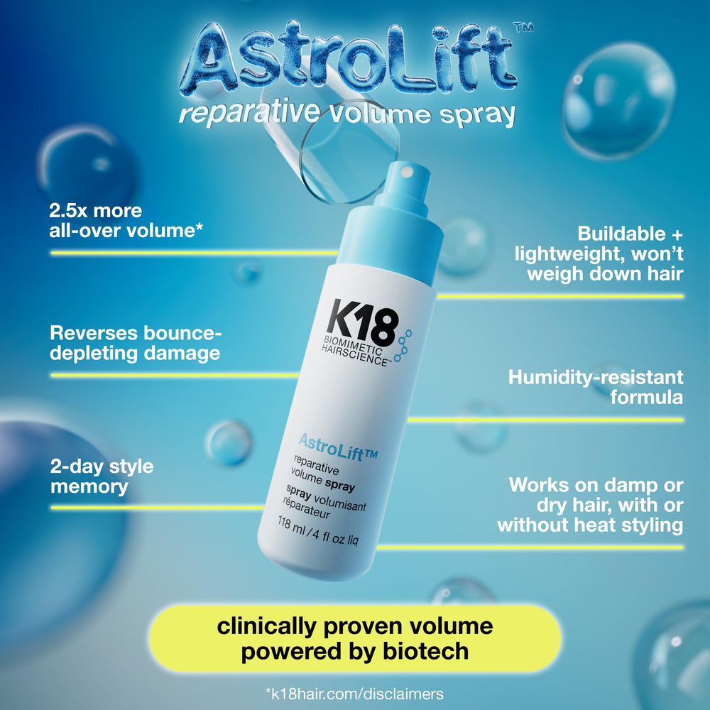 K18 AstroLift, volume cheveux après séchage, racines et longueurs gagnent densité et souplesse