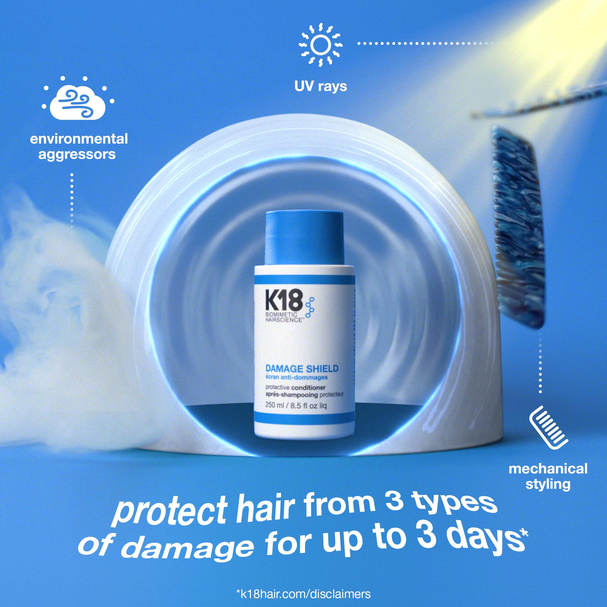 K18 Damage Shield, texture crème, douceur et brillance accrue.