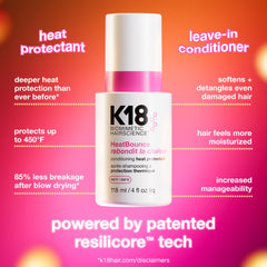 K18 HeatBounce aplicación en manos: acondiciona y prepara para peinar.