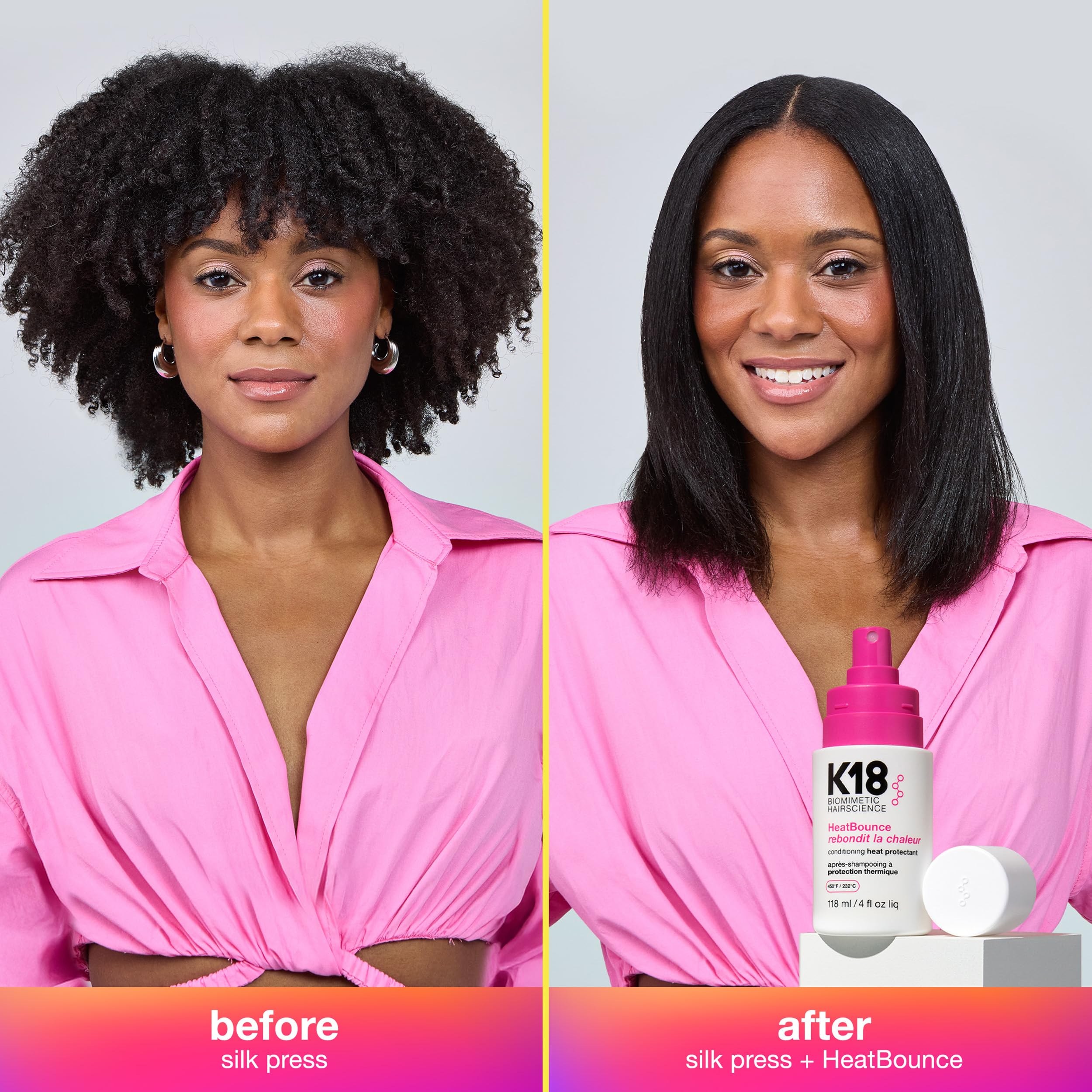 K18 HeatBounce cabello desenredado: facilita el peinado y el manejo tras el lavado.