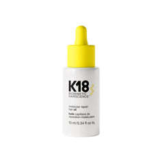 K18 Huile: flacon visible, réparation moléculaire des cheveux.