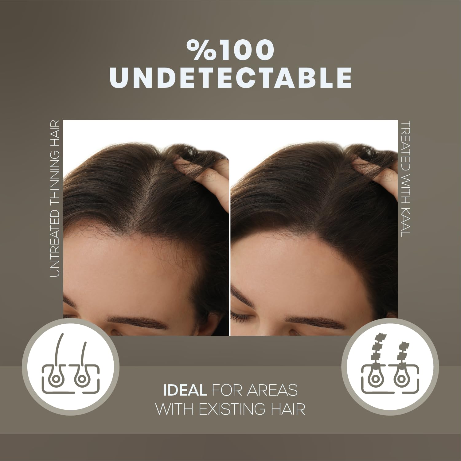 Fibras capilares KAAL, cabello-denso, textura natural y duradera.