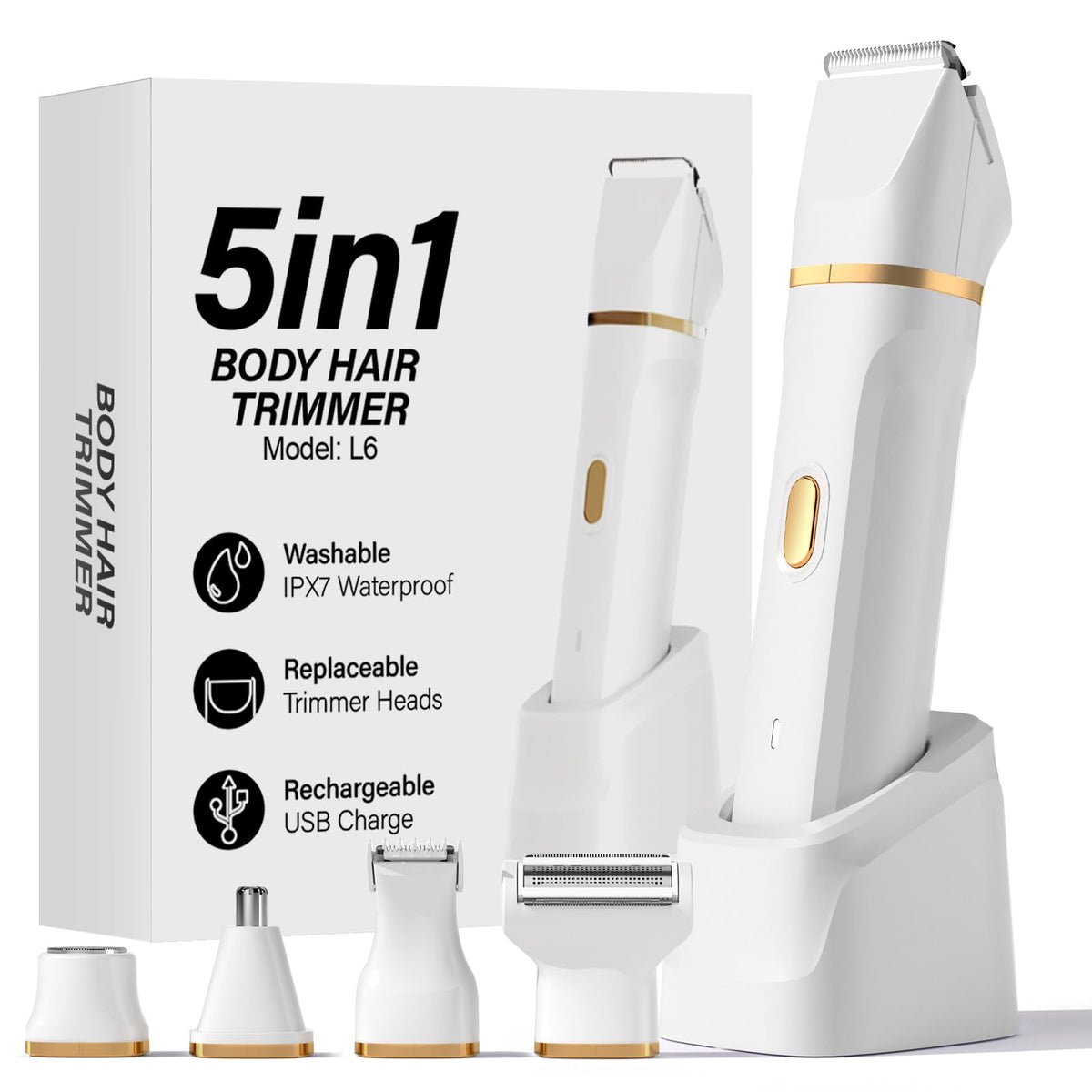 Kabowa bikini trimmer con cabezal facial para piel suave sin tirones