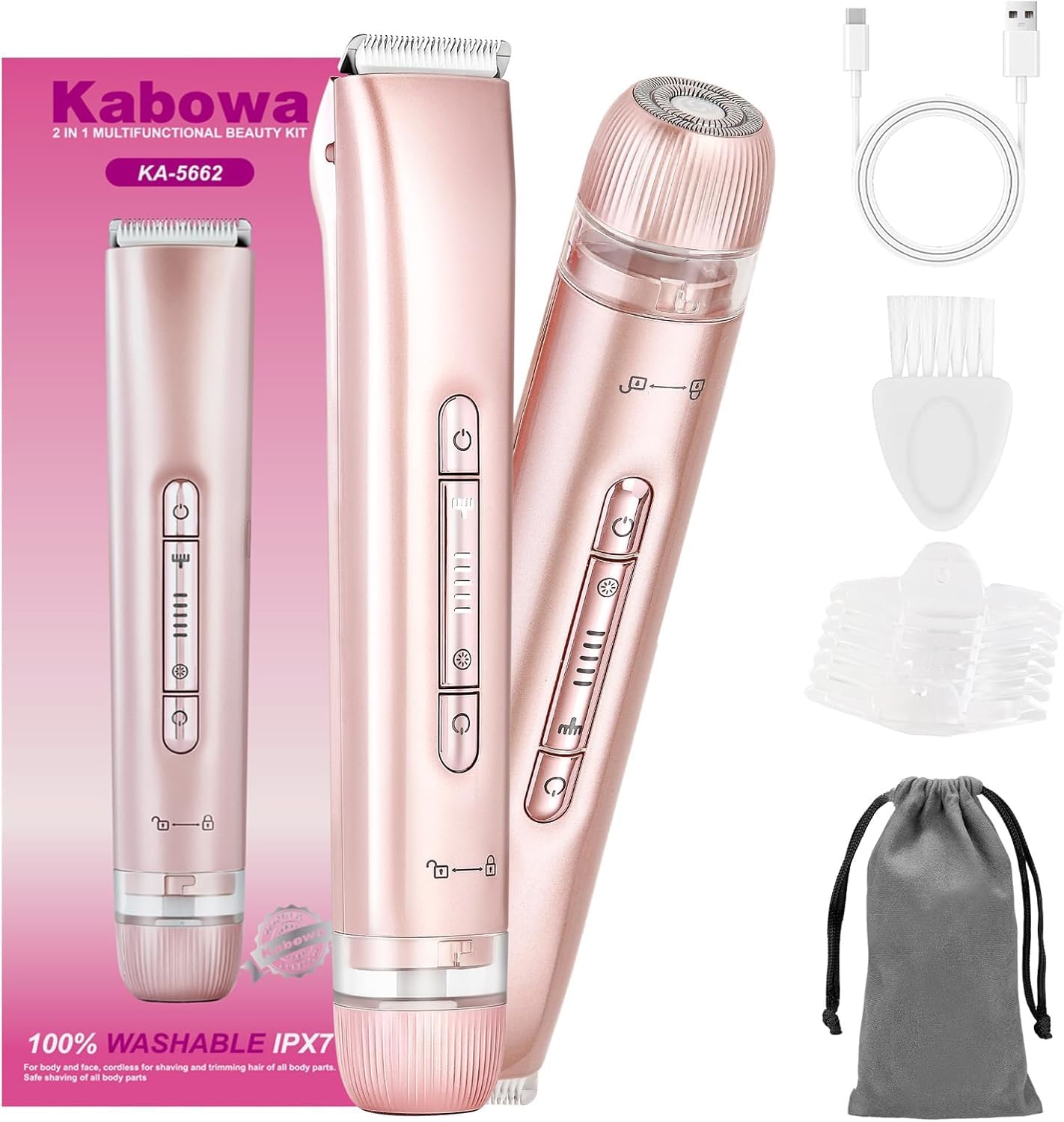 Kabowa recortador bikini doble cabeza para uso cómodo en piernas y zona bikini