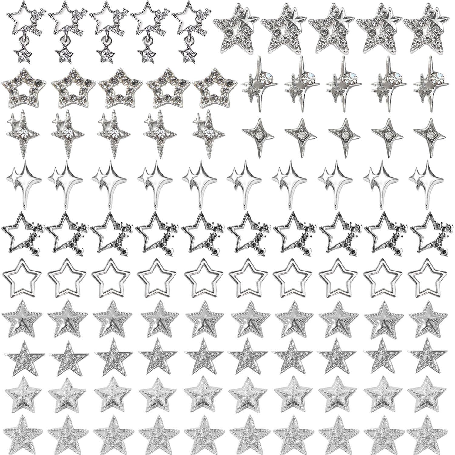 KACHIMOO adornos de uñas estrellas 3D para brillo y estilo.